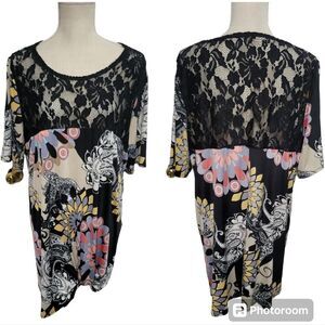 Coco kelly mutli Color blouse Lace Detail Sz 3x